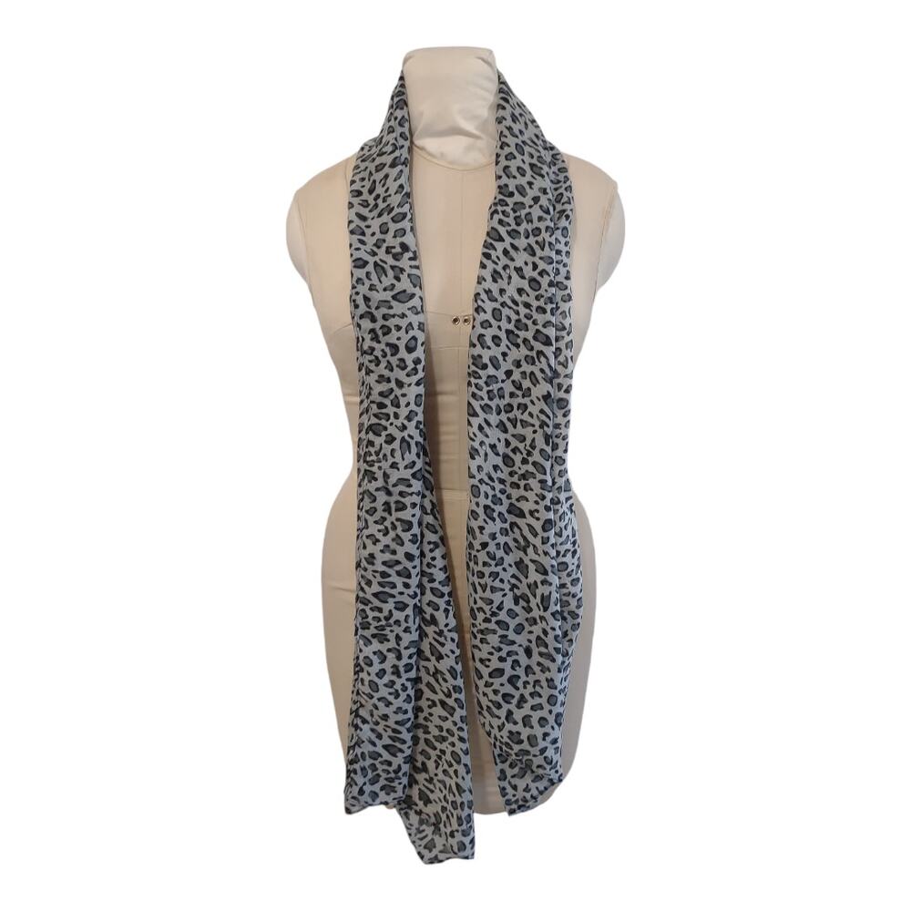 Small Leopard Print Lightweight Scarf by INTO AFRICA Animal Print Gray Black